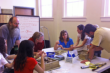 Volunteers help out in the FPAN Archaeology lab